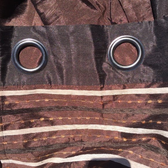 Bundle Sale! Brown Striped Curtain with Big Grommets - Picture 2 of 3